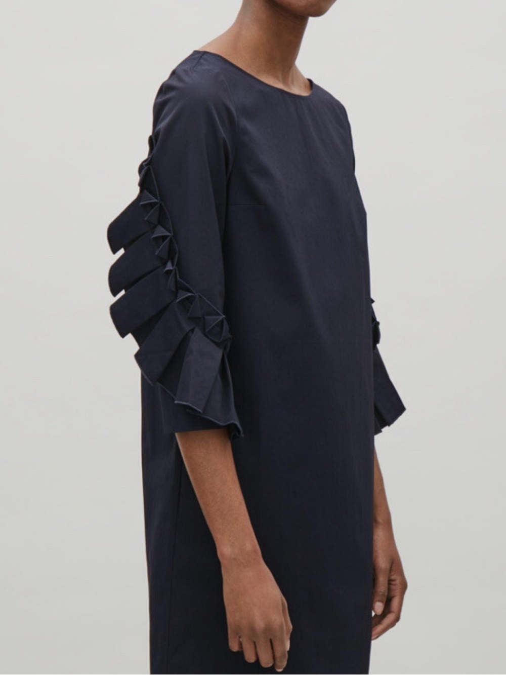 COS navy ruffle sleeve dress eu 34